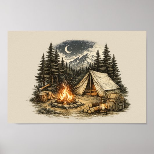 Vintage-Camping-Abenteuer Poster (Vorne)