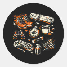 Vintage-Camping Essentials Aufkleber | Retro Outdo