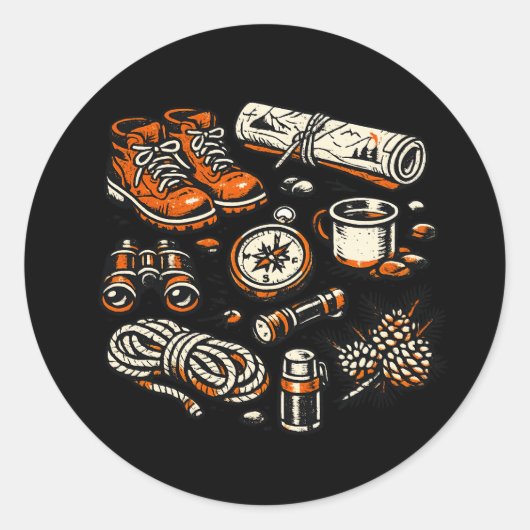 Vintage-Camping Essentials Aufkleber | Retro Outdo (Vorderseite)