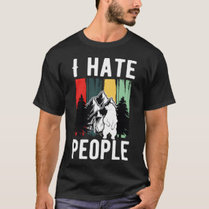 Vintage-Camping-Kostüm des Bären sagt Ich hasse Me T-Shirt