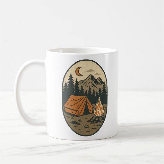 Vintage Camping Night Scene Campfire Mountains Kaffeetasse (Links)