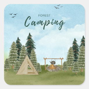 Vintage-Camping / Outdoor-Aufkleber Mach einen S Quadratischer Aufkleber