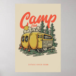 Vintage Camping-Plakatwälder Poster