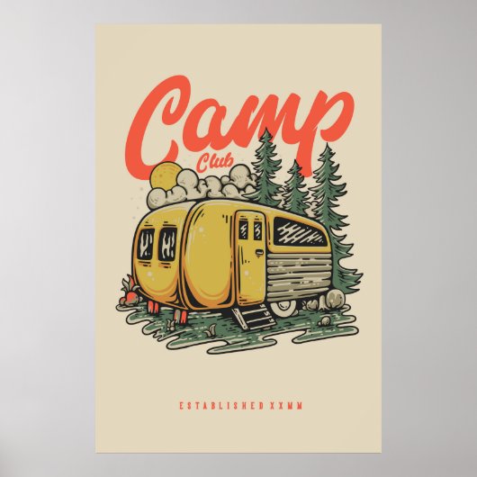 Vintage Camping-Plakatwälder Poster (Vorne)