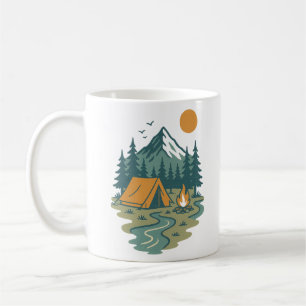 Vintage Camping Szene im Gebirge Outdoor-Abenteuer Kaffeetasse