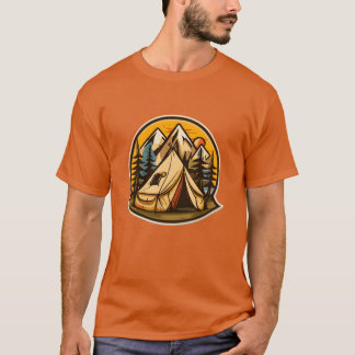 Vintage-Camping-Zelt-Vektor-Junge T-Shirt