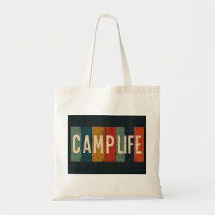 Vintage-Campingleben-Typografie Tragetasche