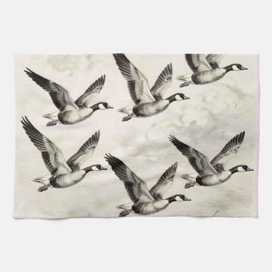 Vintage-Canadagänse im Flug - Gravur Geschirrtuch (Horizontal)