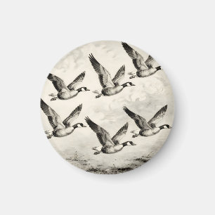 Vintage-Canadagänse im Flug - Stiche Magnet