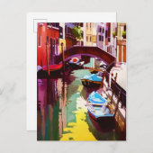 Vintage Canal Bridge Venedig Ankündigungspostkarte (Vorne/Hinten)