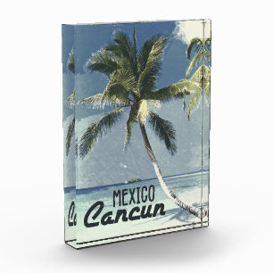 Vintage Cancun Mexiko Retro-Postkarten-Reise Kunst Fotoblock