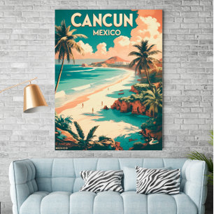 Vintage Cancun, Mexiko - Retro-Reiseposter Poster