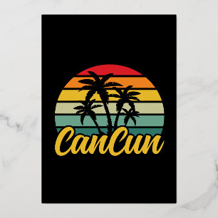 Vintage Cancun Mexiko Sonnenuntergang Reise Urlaub Folieneinladung