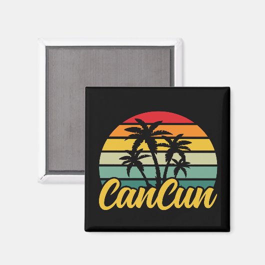 Vintage Cancun Mexiko Sonnenuntergang Reise Urlaub Magnet (Vorderseite/Rückseite)