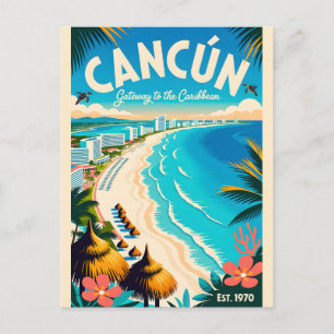 Vintage Cancún Mexiko Tor zum Karibik  Postkarte
