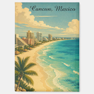 Vintage Cancun Mexiko Tropische Landschaft Urlaub Magnet