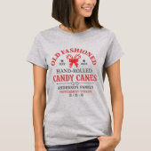Vintage Candy Cane Customizable Family Christmas T-Shirt (Vorderseite)