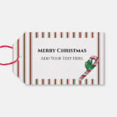 Vintage Candy Cane mit grünem BowGift-Tag Geschenkanhänger (Rückseite Horizontal)
