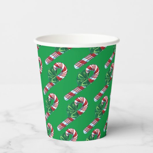 Vintage Candy Cane Papiertasse Pappbecher (Rückseite)
