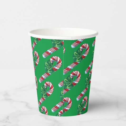Vintage Candy Cane Papiertasse Pappbecher (Rechts)