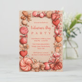 Vintage Candy Hearts Valentine Party Einladung (Stehend Vorderseite)