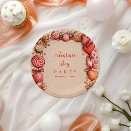 Vintage Candy Hearts Valentine Party Pappteller