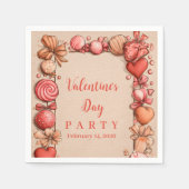 Vintage Candy Hearts Valentine Party Serviette (Vorderseite)