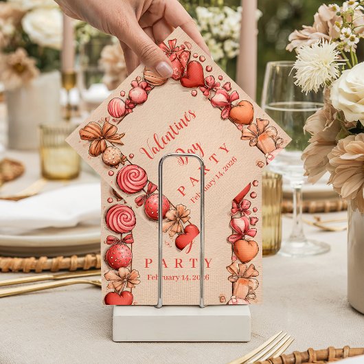 Vintage Candy Hearts Valentine Party Serviette