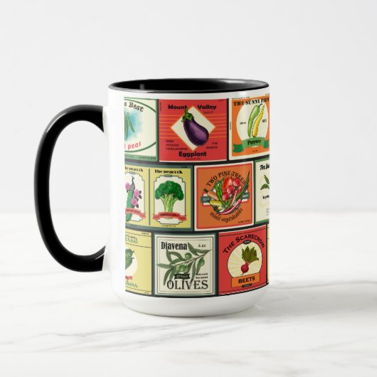 Vintage canned goods-Vegetables labels Tasse (Links)