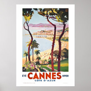 Vintage Cannes an der Französischen Riviera Reisep Poster