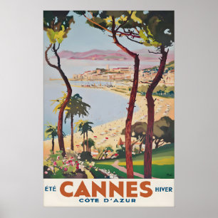 Vintage-Cannes-Reiseplakatdruck, Französische Rivi Poster