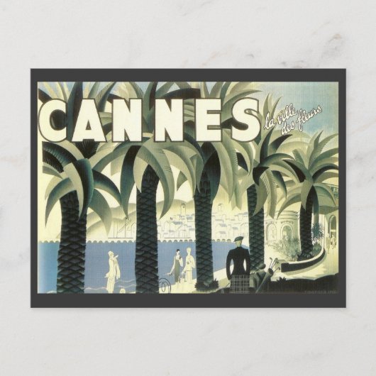 Vintage Cannes-Reisewerbung Postkarte (Vorderseite)