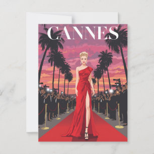 Vintage Cannes Roter Teppich Glamour Filmfestival Postkarte