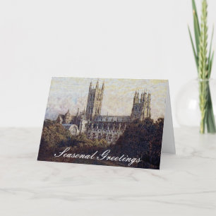 Vintage Canterbury Kathedrale Druck Weihnachtskart Feiertagskarte