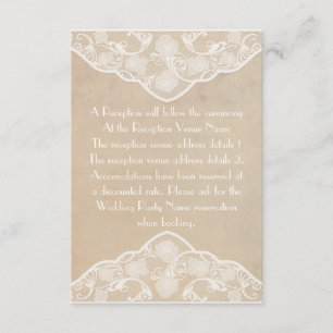Vintage Canvas- und Spitzen-Look-Hochzeitseinlagen Begleitkarte