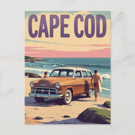 Vintage Cape Cod MA Travel Surfing Postkarte (Vorderseite)