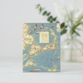 Vintage Cape Cod Map (1940) Postkarte (Stehend Vorderseite)