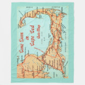 Vintage Cape Cod Map Postcard Large Throw Fleecedecke (Vorderseite)