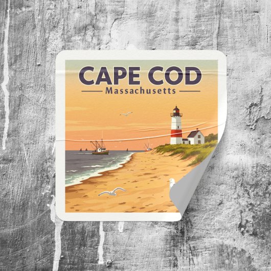 Vintage Cape Cod Massachusetts Quadratischer Aufkleber