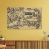 Vintage Cape Cod Railroad Map (1893) Leinwanddruck (Insitu (Wohnzimmer))