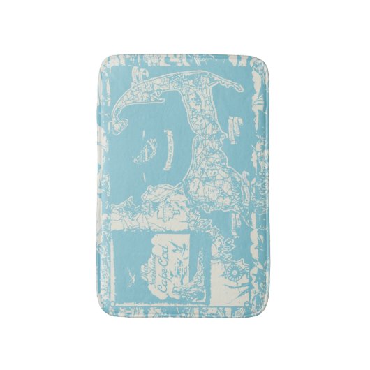 Vintage Cape- Codkarte Badematte (Vorderseite Vertikal)