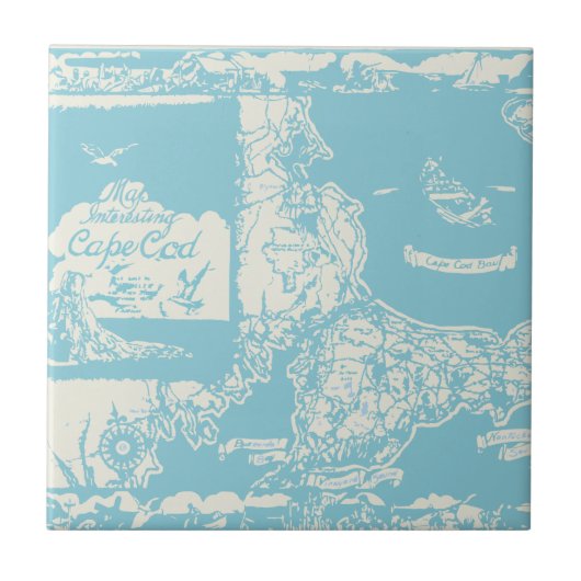 Vintage Cape- Codkarte Fliese (Vorderseite)