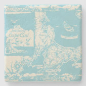 Vintage Cape- Codkarte Steinuntersetzer (Vorderseite)