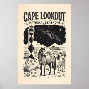 Vintage Cape Lookout National Seashore Poster