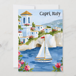 Vintage Capri Italien Aquarell Amalfi-Küste Karte