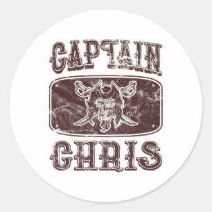 Vintage Captain Chris Personalisiertes Piratenpont Runder Aufkleber