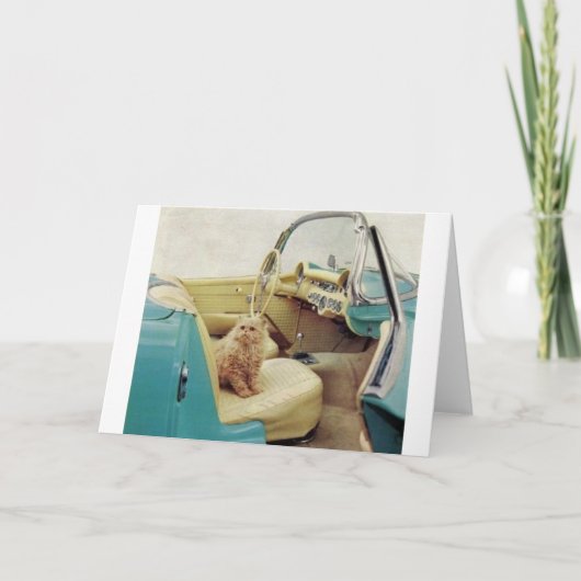 Vintage Car Ad With Cat Note Card Karte (Vorderseite)