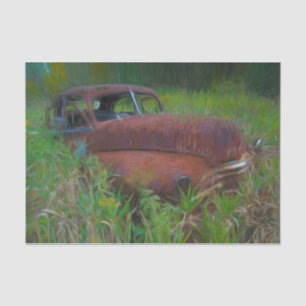 Vintage Car Alte Antike Braun Grün Rustikale Kunst Seidenpapier