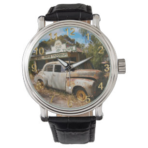 Vintage Car and Garage, Mens Armbanduhr