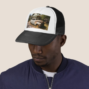 Vintage Car and Garage, Mens Truckers Hat Truckerkappe